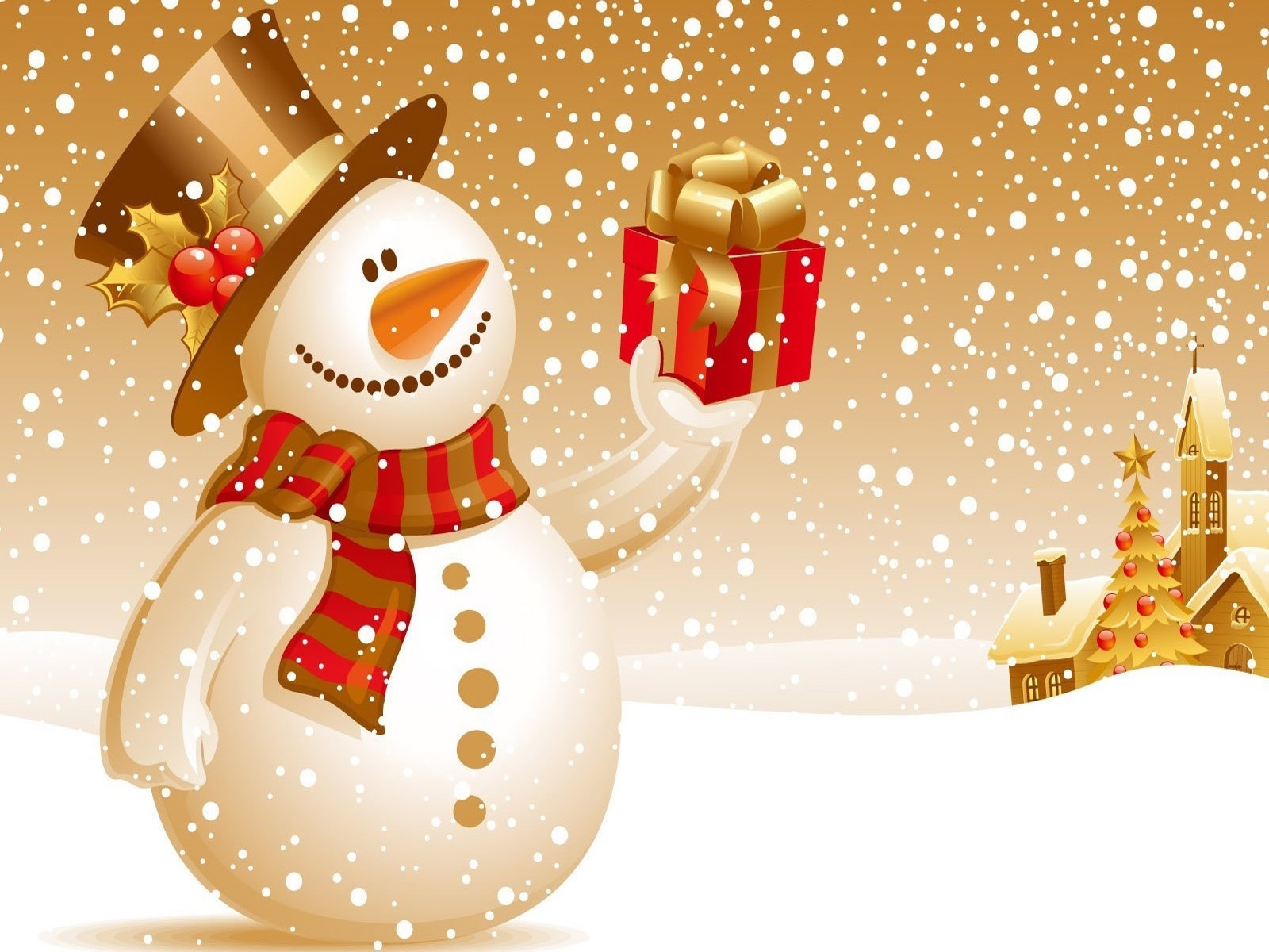 Christmas Snowman Vector for 1600 x 1200 resolution
