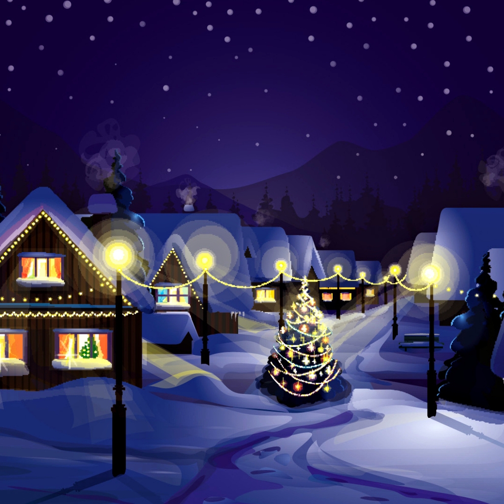 Christmas Village for 1024 x 1024 iPad resolution