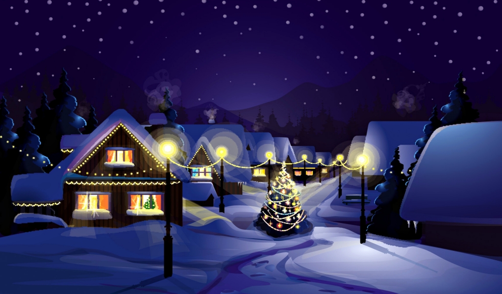 Christmas Village for 1024 x 600 widescreen resolution