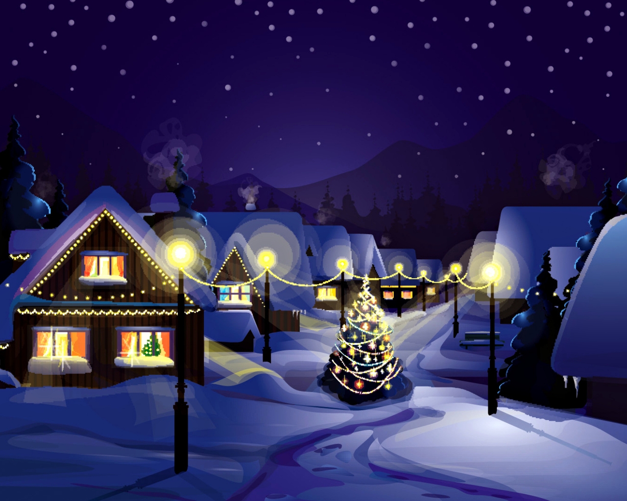 Christmas Village 1280 x 1024 Wallpaper