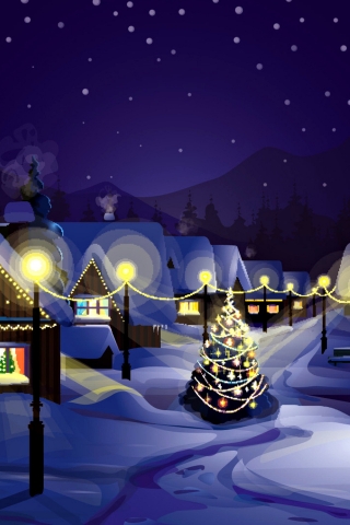 Christmas Village for 320 x 480 iPhone resolution