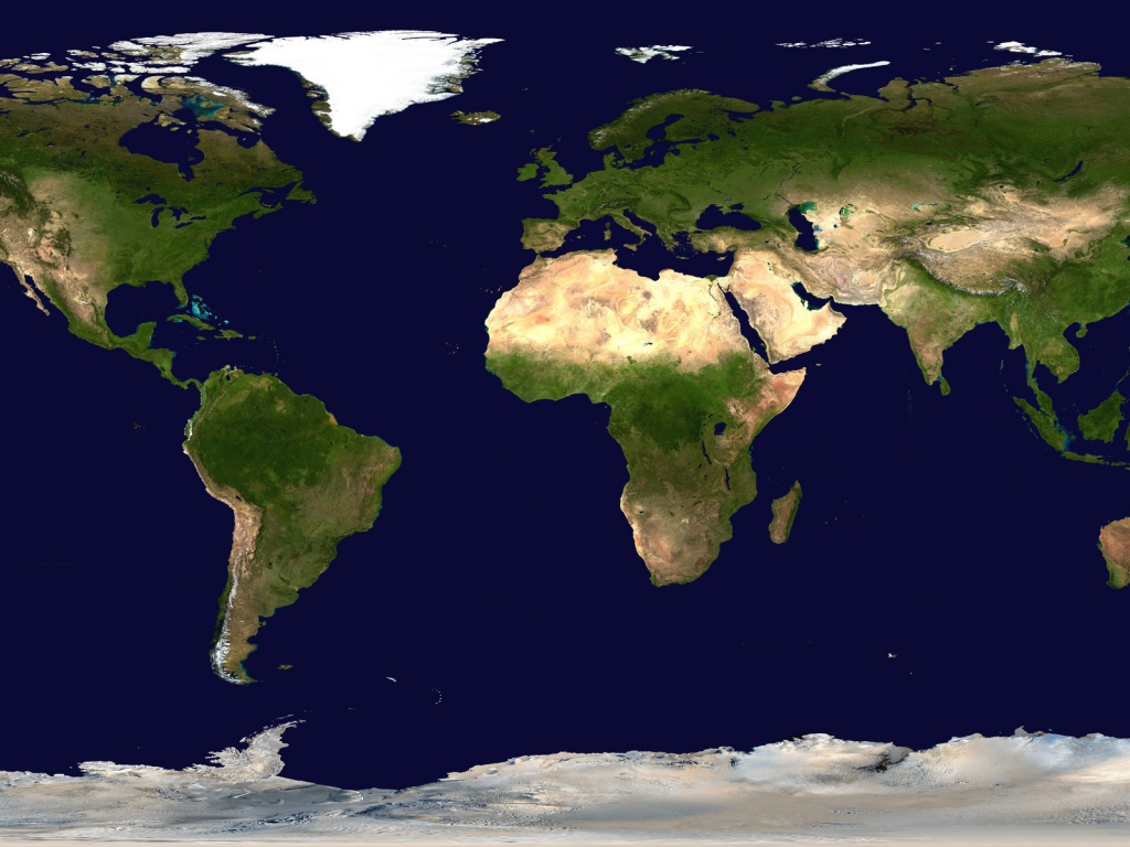 Clean World Map for 1024 x 768 resolution