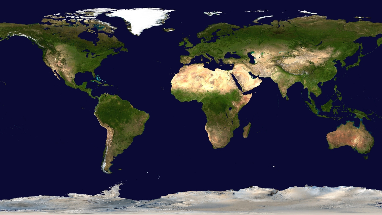 Clean World Map for 1280 x 720 HDTV 720p resolution