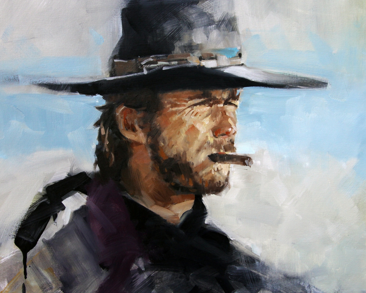 Clint Eastwood Painting for 1280 x 1024 resolution