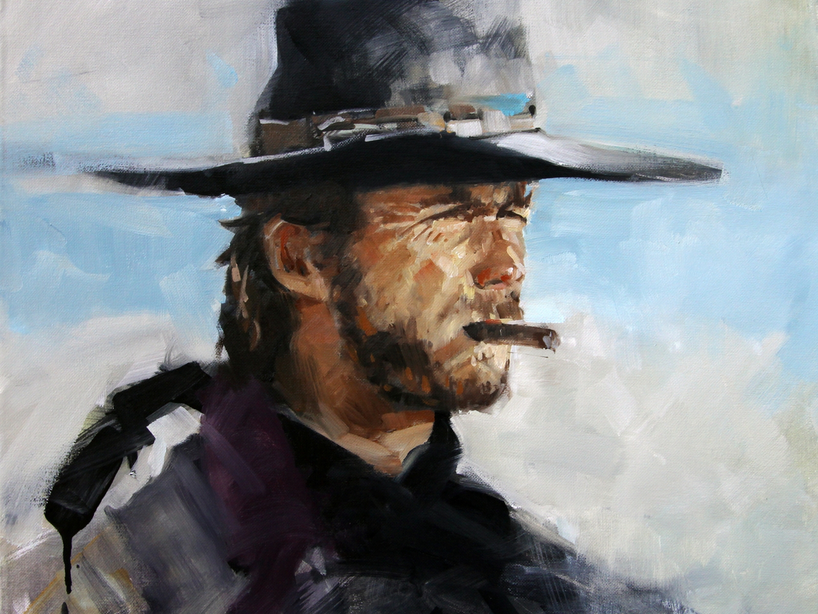 Clint Eastwood Painting for 1600 x 1200 resolution