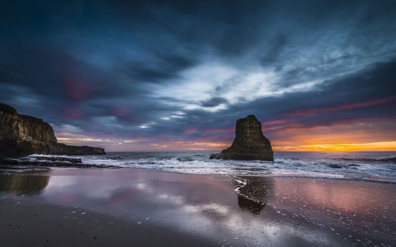 Cloudy Ocean Sunset for 1280 x 800 widescreen resolution