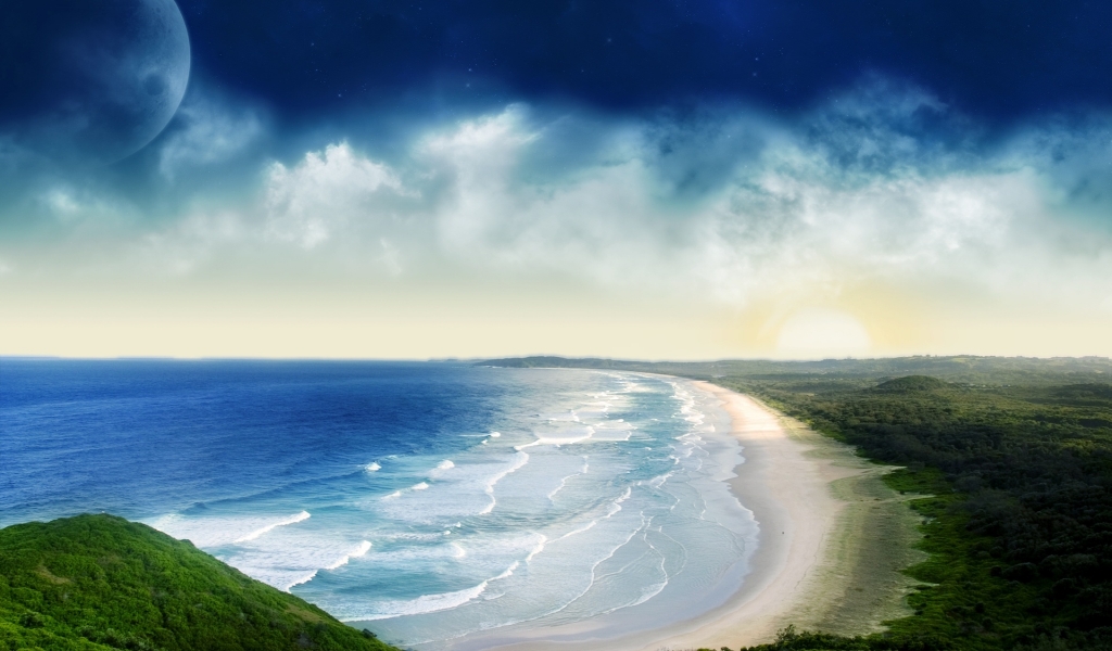Coastal Sunset for 1024 x 600 widescreen resolution