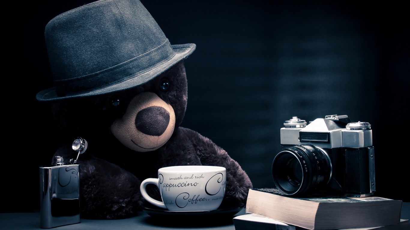 Coffee Time for Teddy Bear for 1366 x 768 HDTV resolution