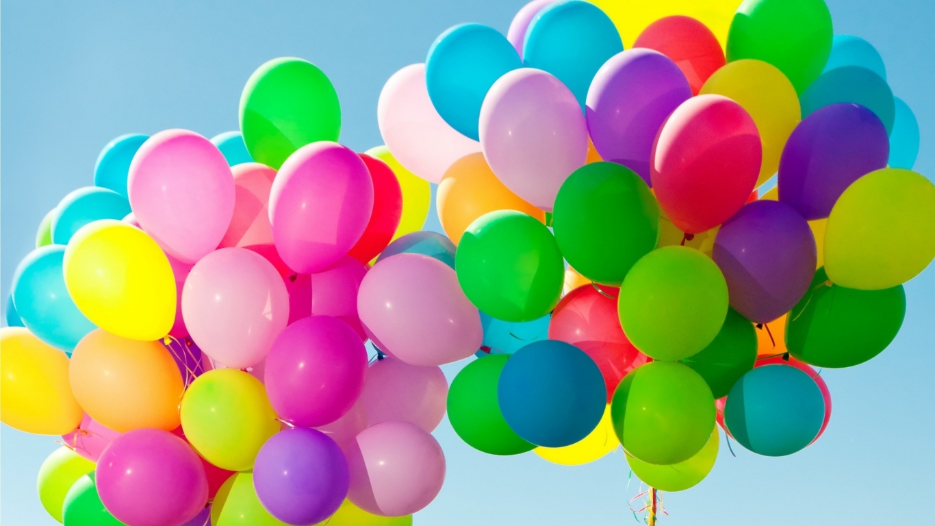 Colorful Balloons in the Sky for 1366 x 768 HDTV resolution