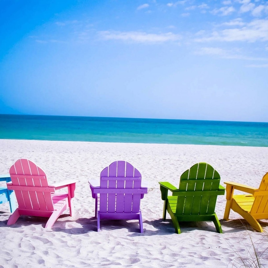 Colorful Beach Chairs Wallpaper for 1024 x 1024 iPad resolution