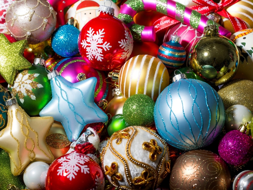Colorful Christmas Globe Collection for 1024 x 768 resolution