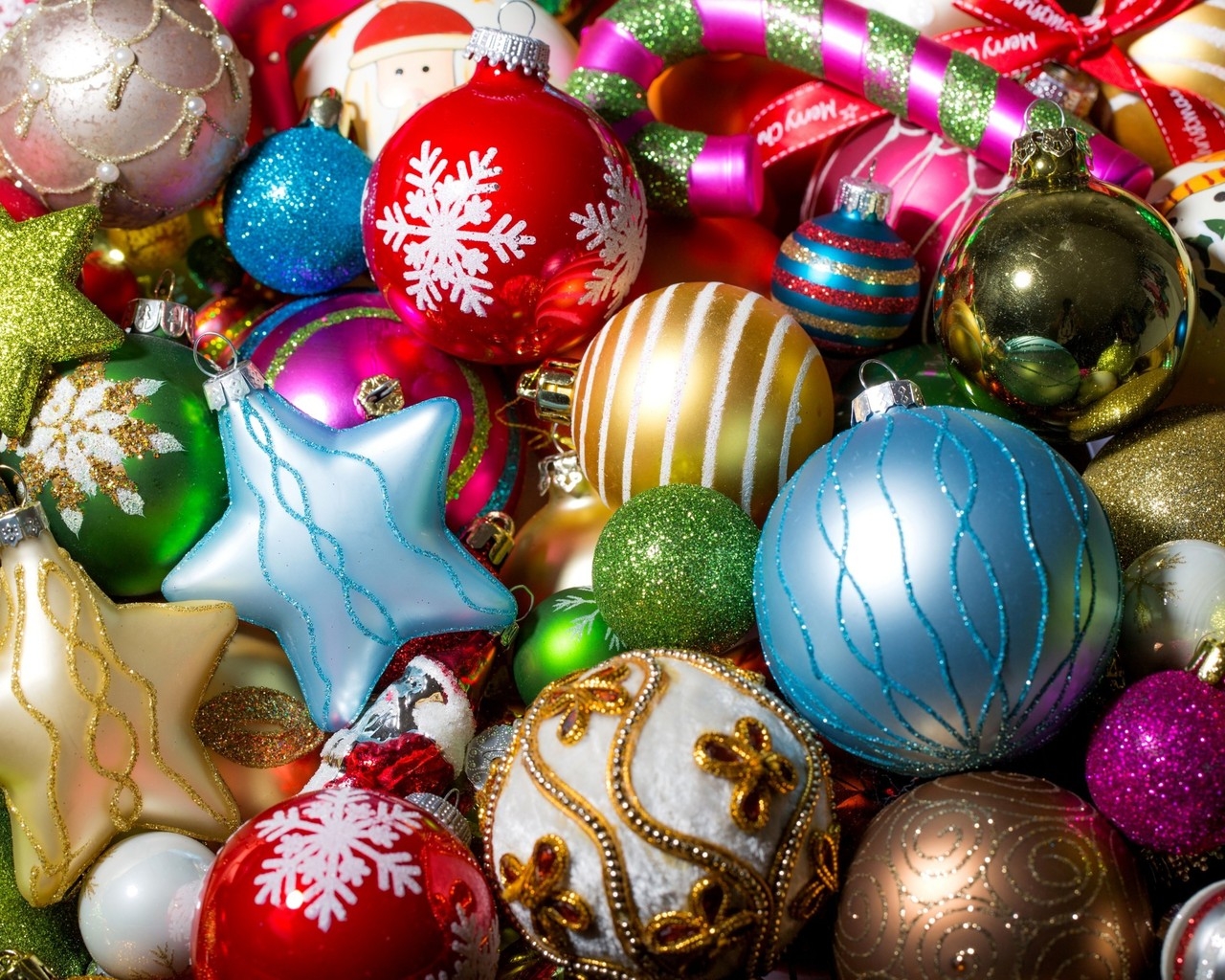 Colorful Christmas Globe Collection for 1280 x 1024 resolution