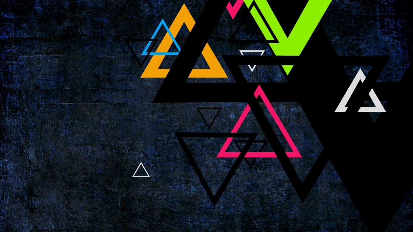 Colorful Triangles for 1366 x 768 HDTV resolution