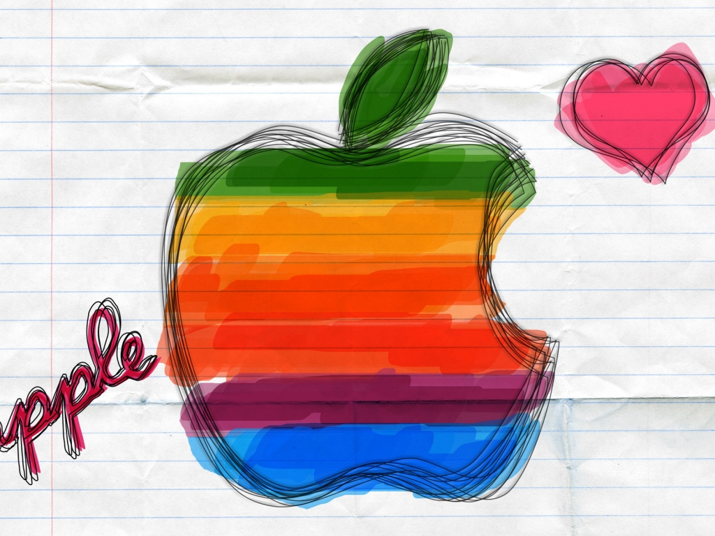 Colourful Apple logo for 1024 x 768 resolution