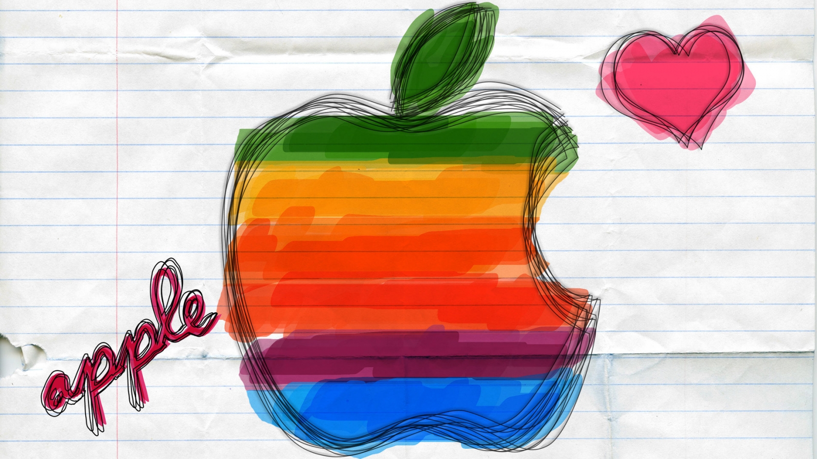 Colourful Apple logo for 1680 x 945 HDTV resolution
