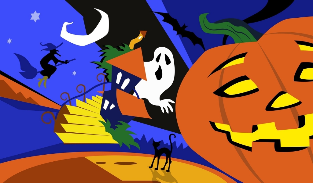 Colourful Halloween Art for 1024 x 600 widescreen resolution