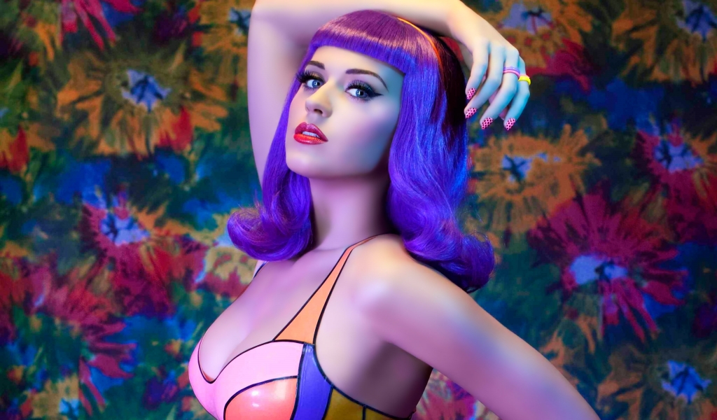 Colourful Katy Perry for 1024 x 600 widescreen resolution