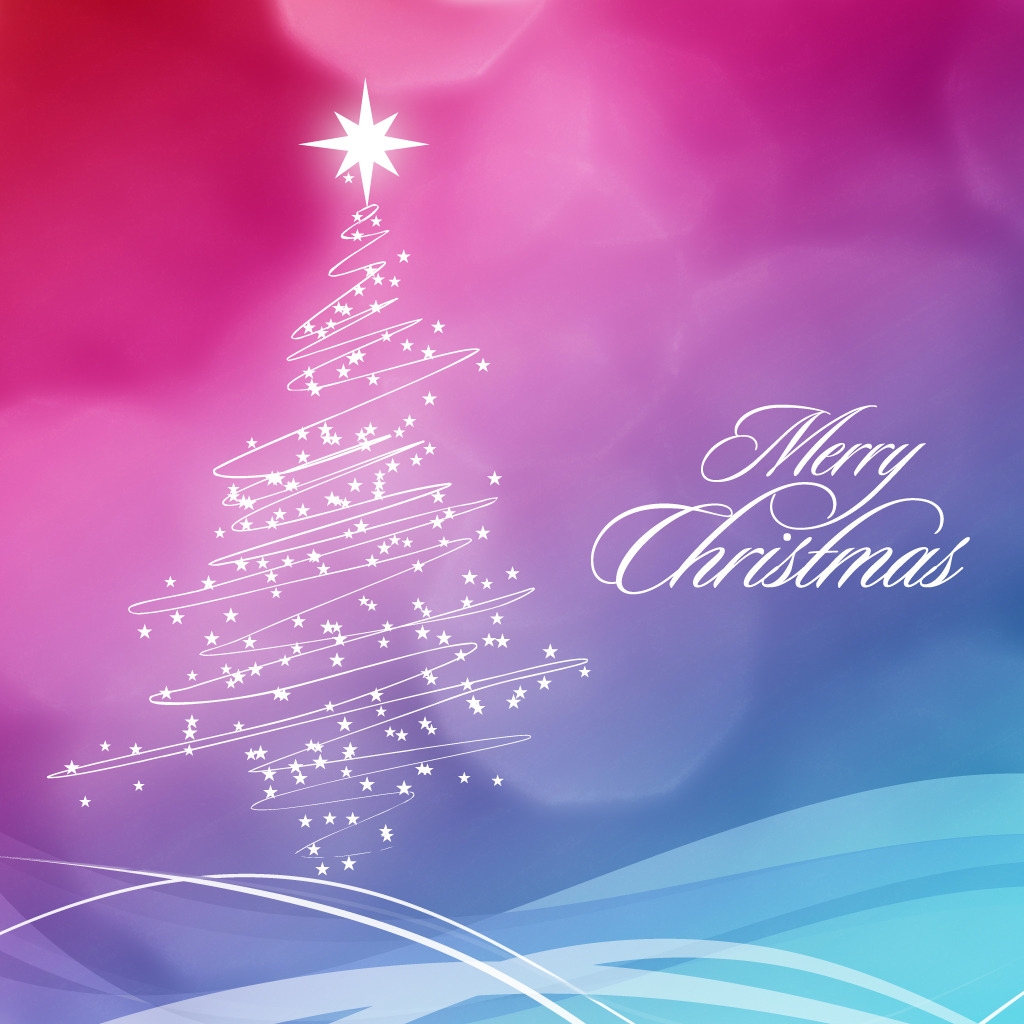 Colourful Merry Christmas for 1024 x 1024 iPad resolution