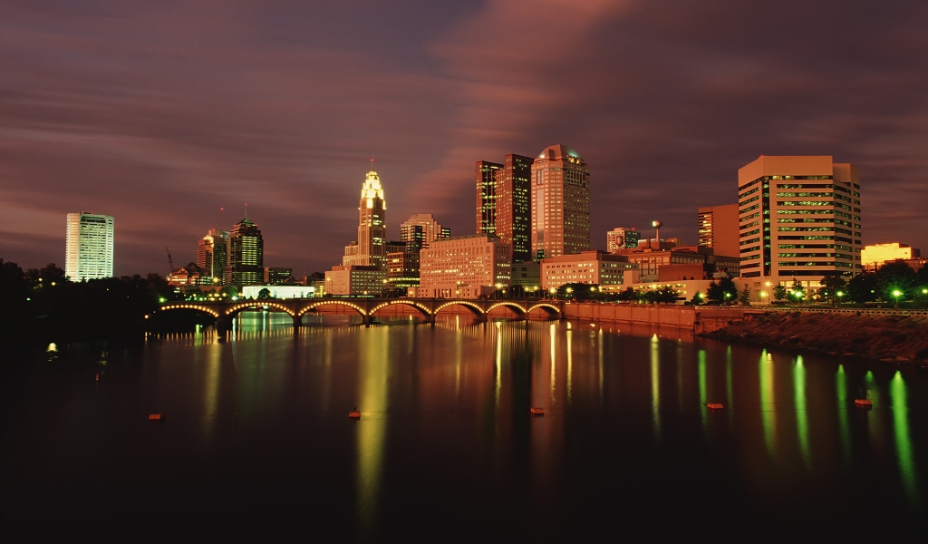 Columbus Ohio at Dusk for 1024 x 600 widescreen resolution