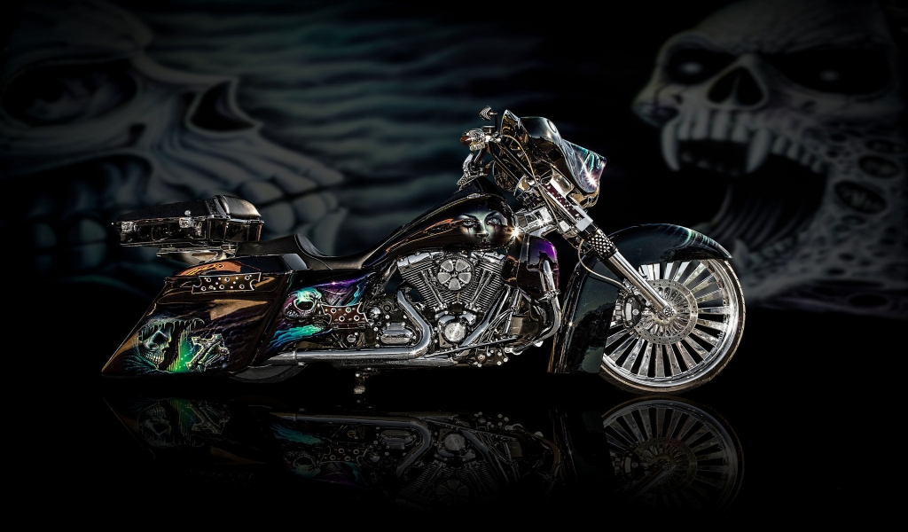 Cool Airbrushed Motorcycle for 1024 x 600 widescreen resolution