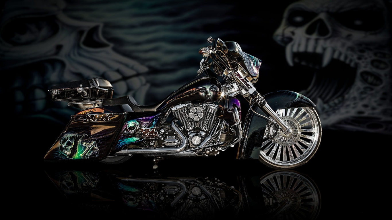 Cool Airbrushed Motorcycle for 1366 x 768 HDTV resolution