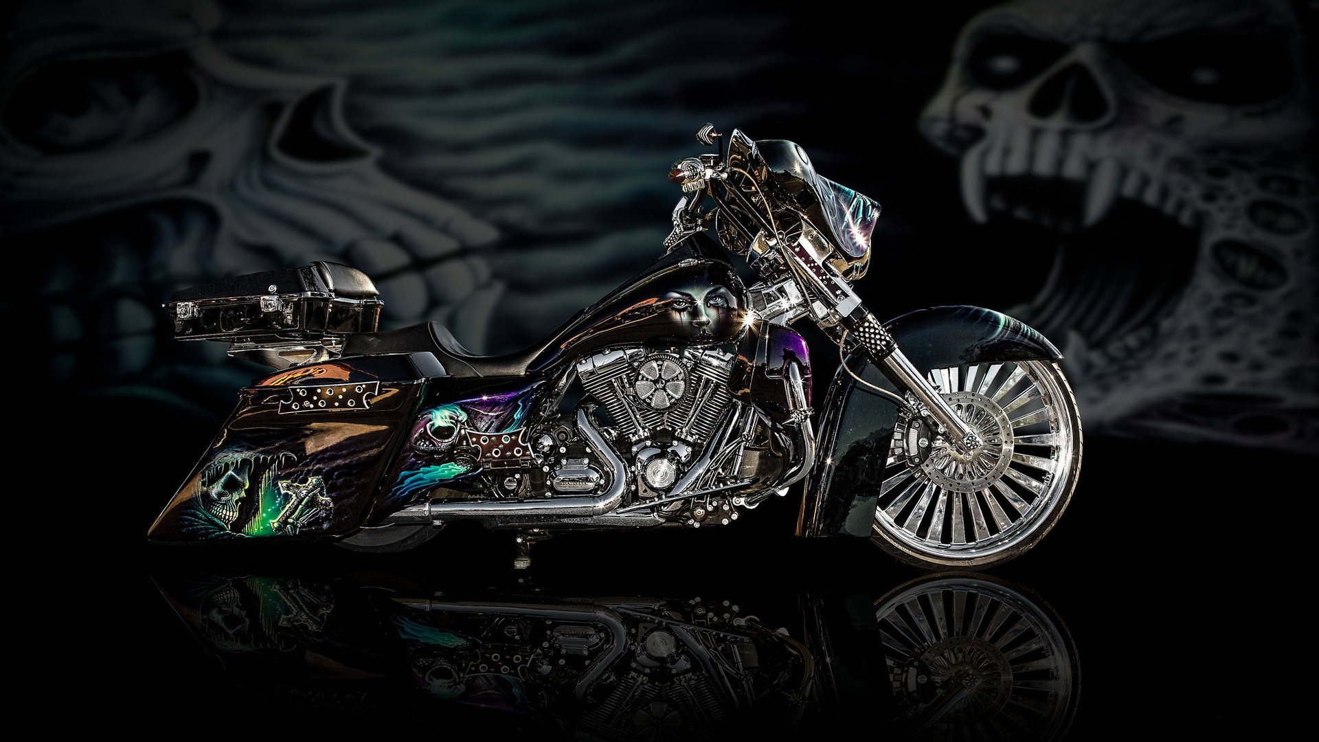 Cool Airbrushed Motorcycle for 1920 x 1080 HDTV 1080p resolution