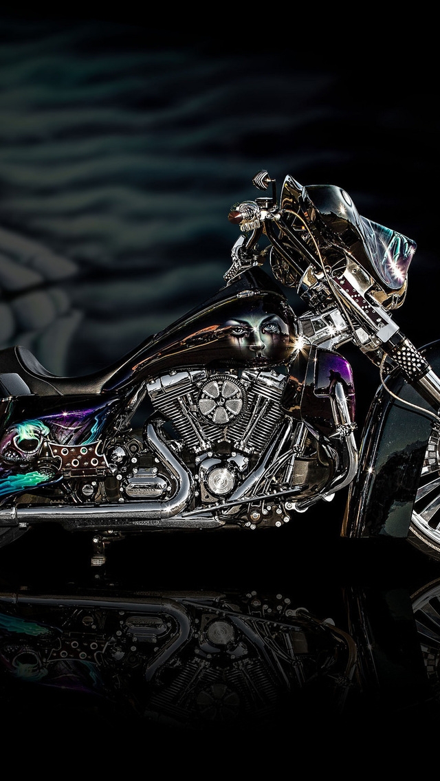 Cool Airbrushed Motorcycle for 640 x 1136 iPhone 5 resolution