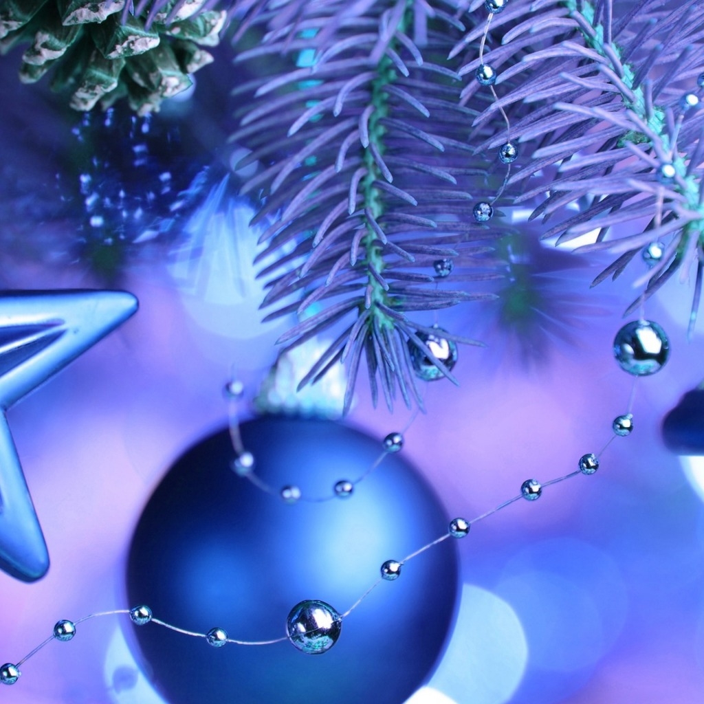 Cool Blue Christmas Ornaments  for 1024 x 1024 iPad resolution
