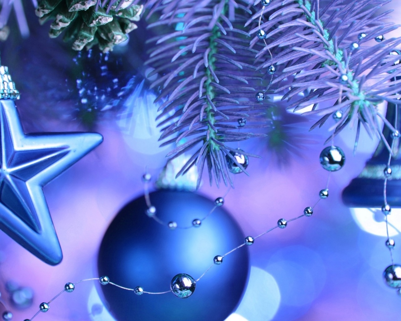 Cool Blue Christmas Ornaments  for 1280 x 1024 resolution