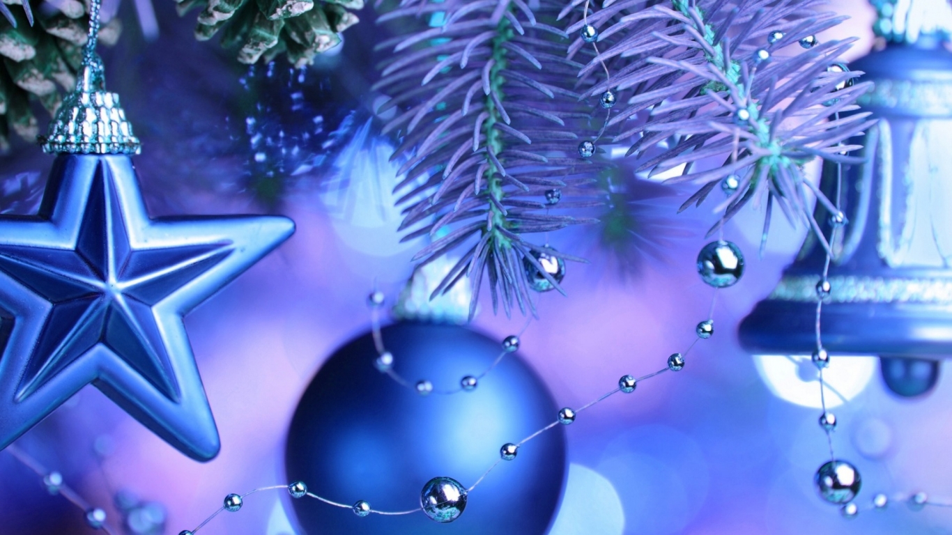 Cool Blue Christmas Ornaments  for 1366 x 768 HDTV resolution