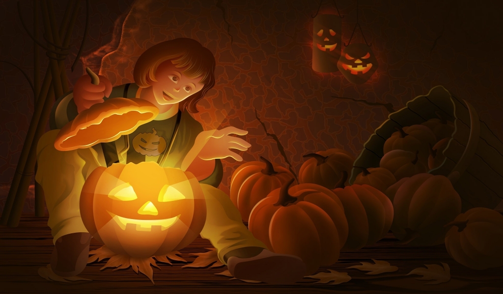 Cool Halloween Pumpkin for 1024 x 600 widescreen resolution