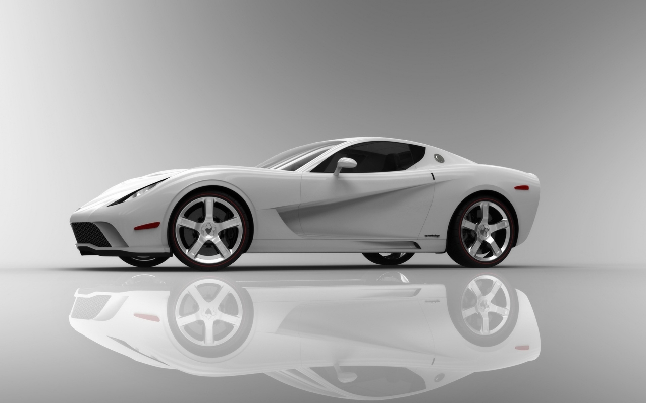 Corvette Z03 2009 White Side Angle for 1280 x 800 widescreen resolution