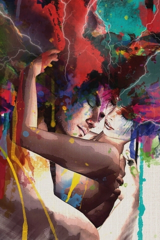 Couple Hug Design Art for 320 x 480 iPhone resolution