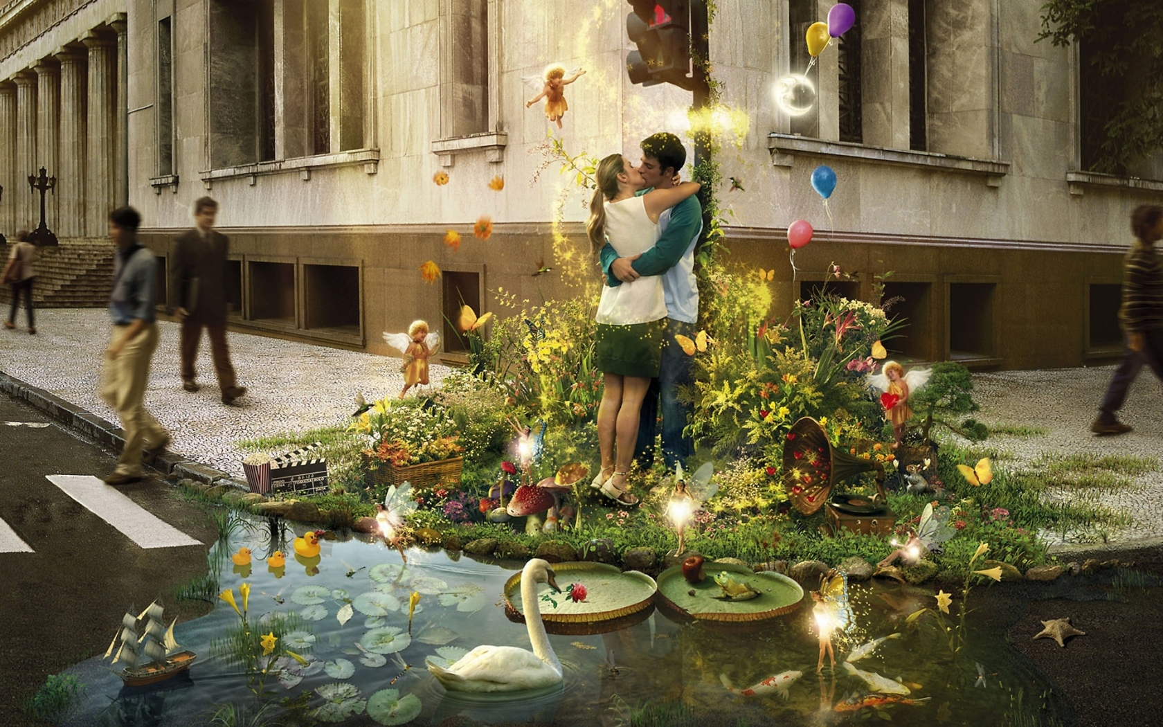 Couple Kissing for 1680 x 1050 widescreen resolution