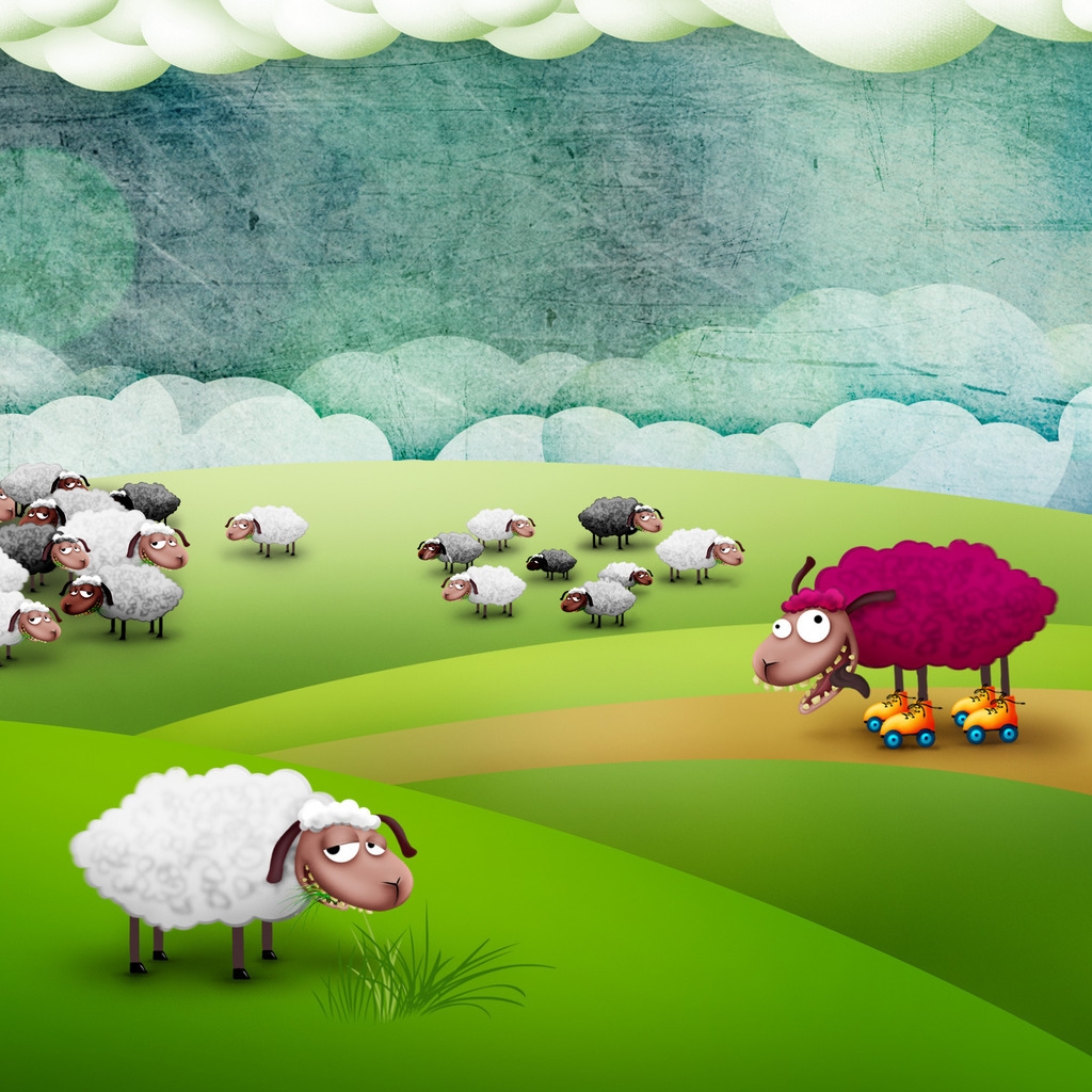 Crazy Sheep to Pasture for 1024 x 1024 iPad resolution