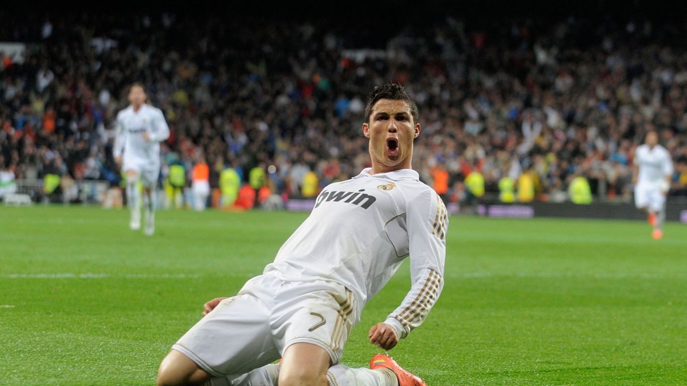 Cristiano Ronaldo Celebrating for 1366 x 768 HDTV resolution