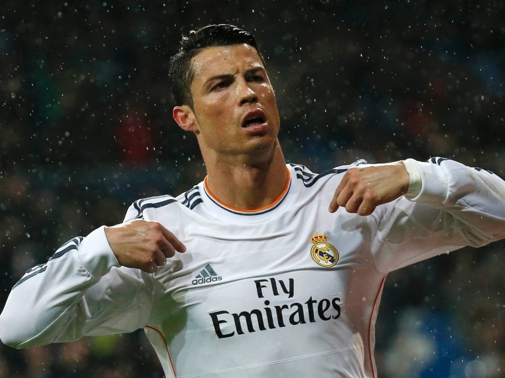 Cristiano Ronaldo in Rain for 1024 x 768 resolution