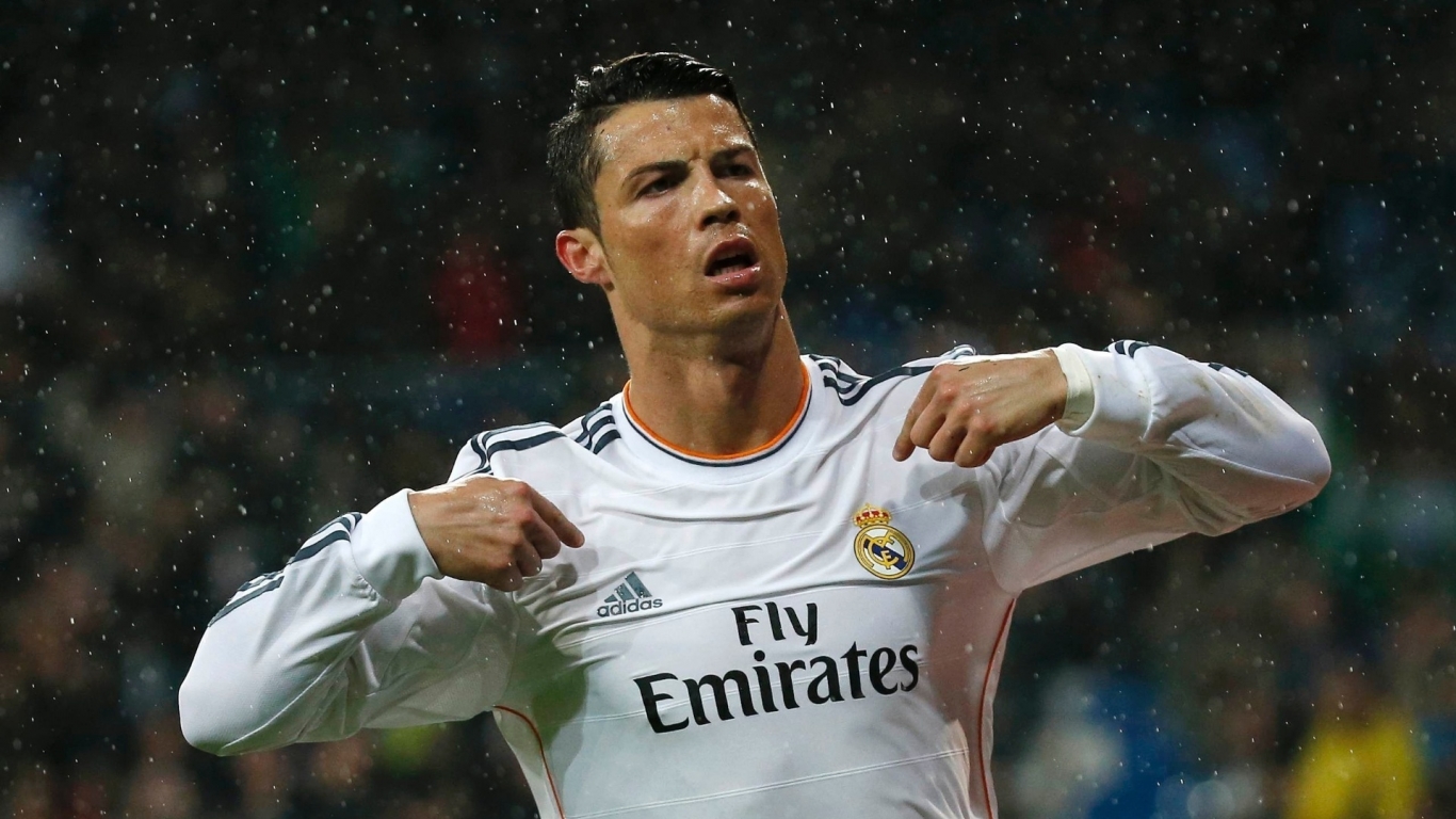 Cristiano Ronaldo in Rain for 1366 x 768 HDTV resolution