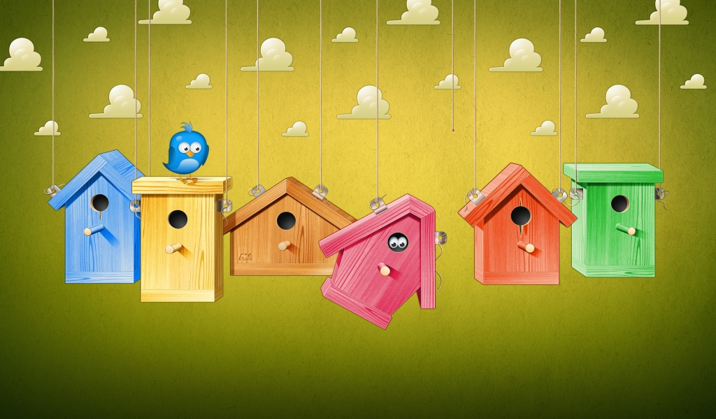 Cute Bird Houses for 1024 x 600 widescreen resolution