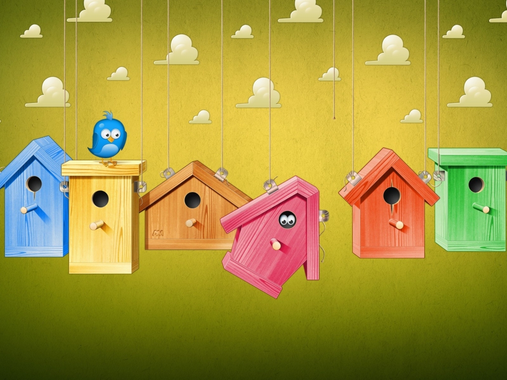 Cute Bird Houses for 1024 x 768 resolution