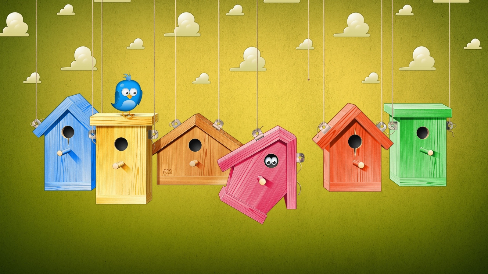 Cute Bird Houses for 1600 x 900 HDTV resolution