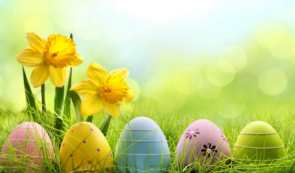 Cute Easter Eggs for 1024 x 600 widescreen resolution