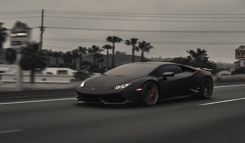 Dark Lamborghini Huracan for 1024 x 600 widescreen resolution