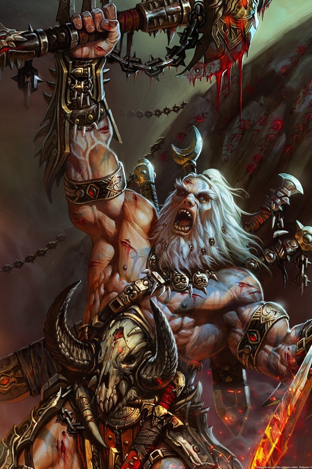 Diablo 3 - The Barbarian for 640 x 960 iPhone 4 resolution