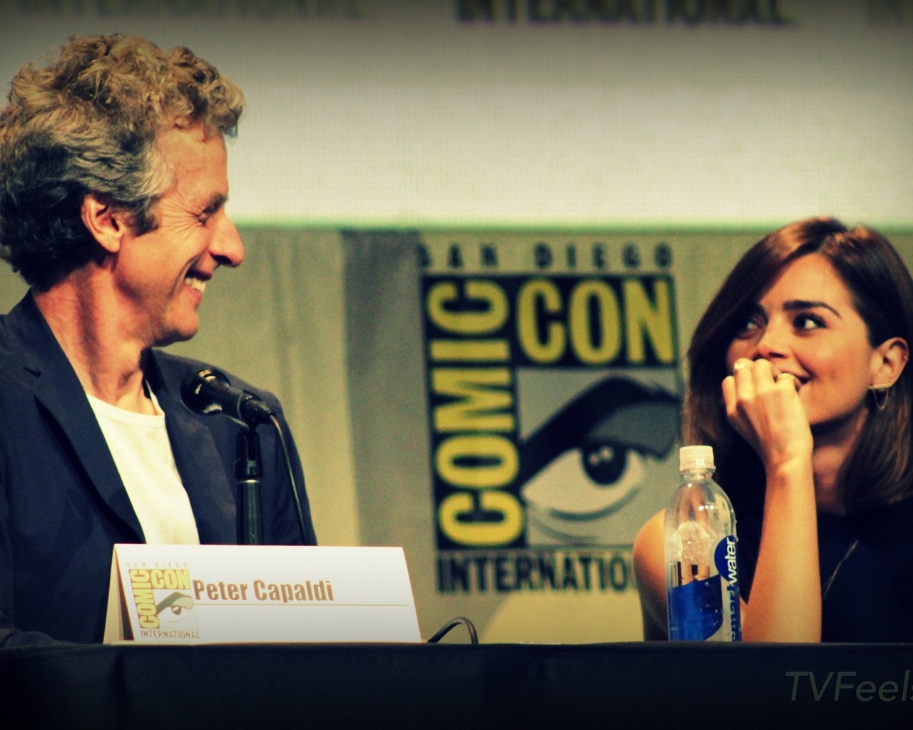Doctor Who Peter Capaldi and Jenna Coleman at Comic Con for 1280 x 1024 resolution