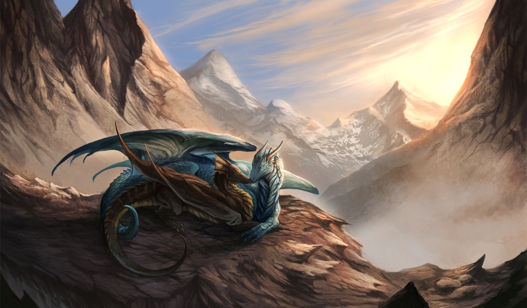Dragons Kissing for 1024 x 600 widescreen resolution