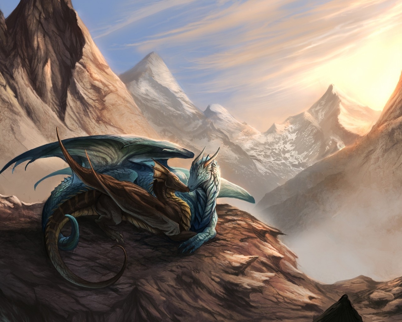 Dragons Kissing for 1280 x 1024 resolution