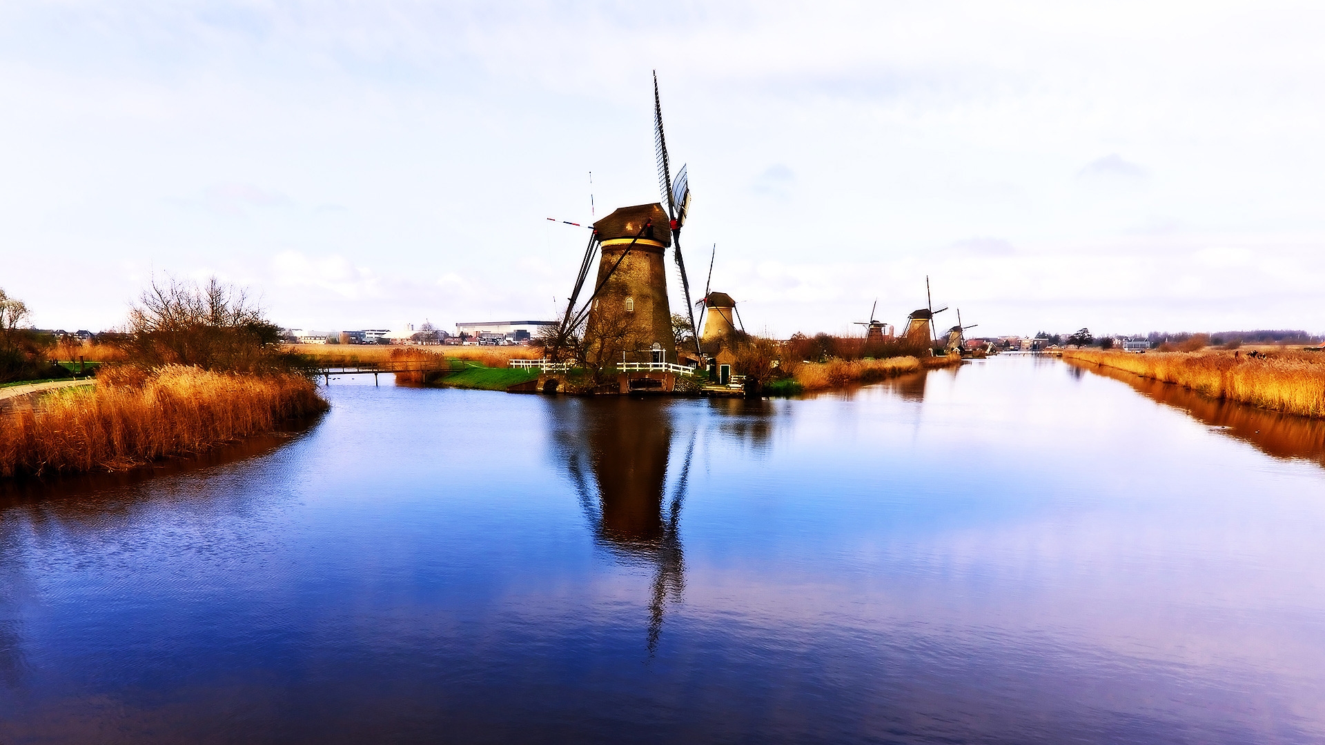 Dutch Windmills for 1920 x 1080 HDTV 1080p resolution