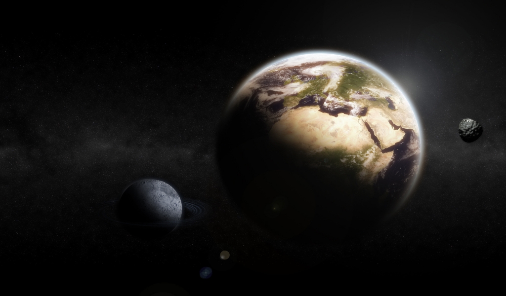 Earth & Moon for 1024 x 600 widescreen resolution