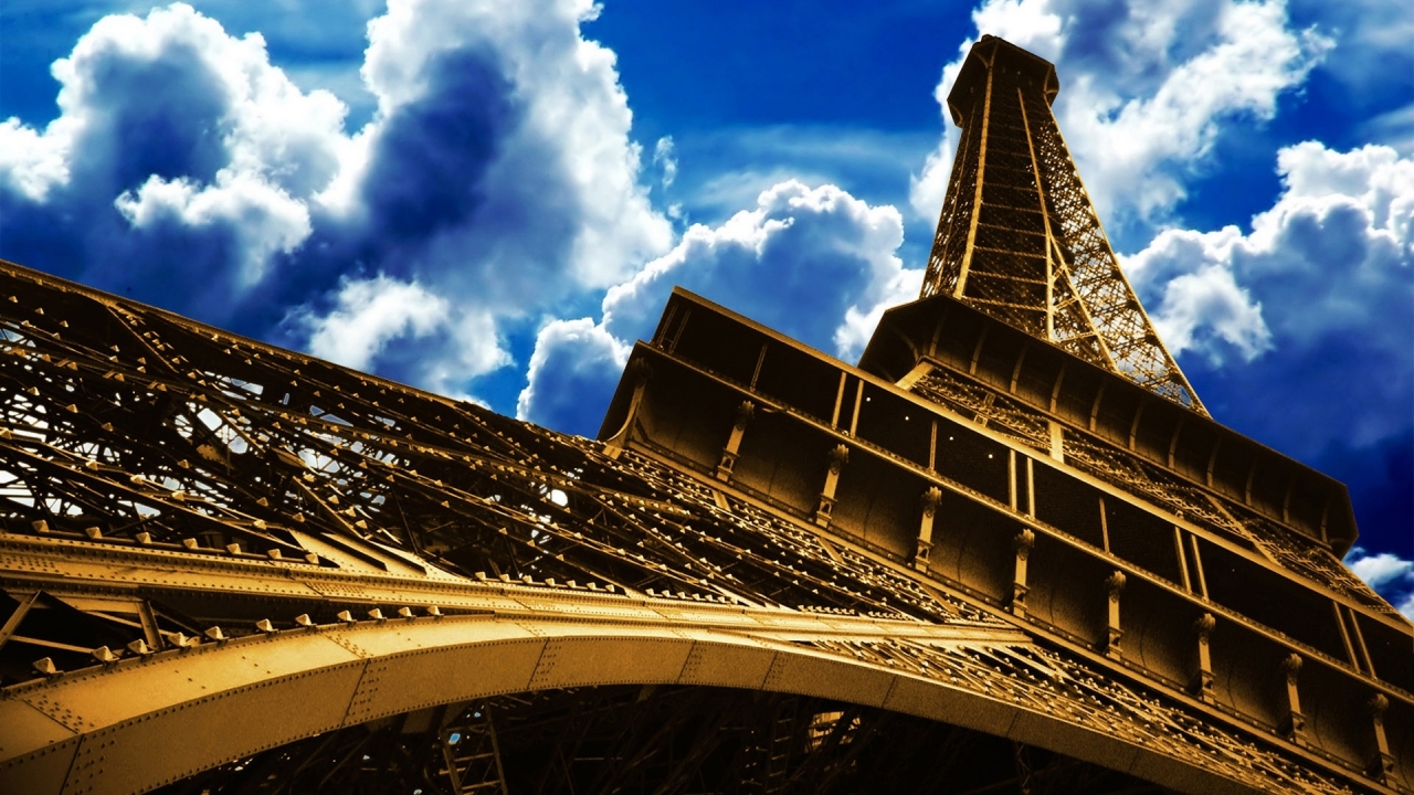 Eiffel Tower Down to Top for 1280 x 720 HDTV 720p resolution